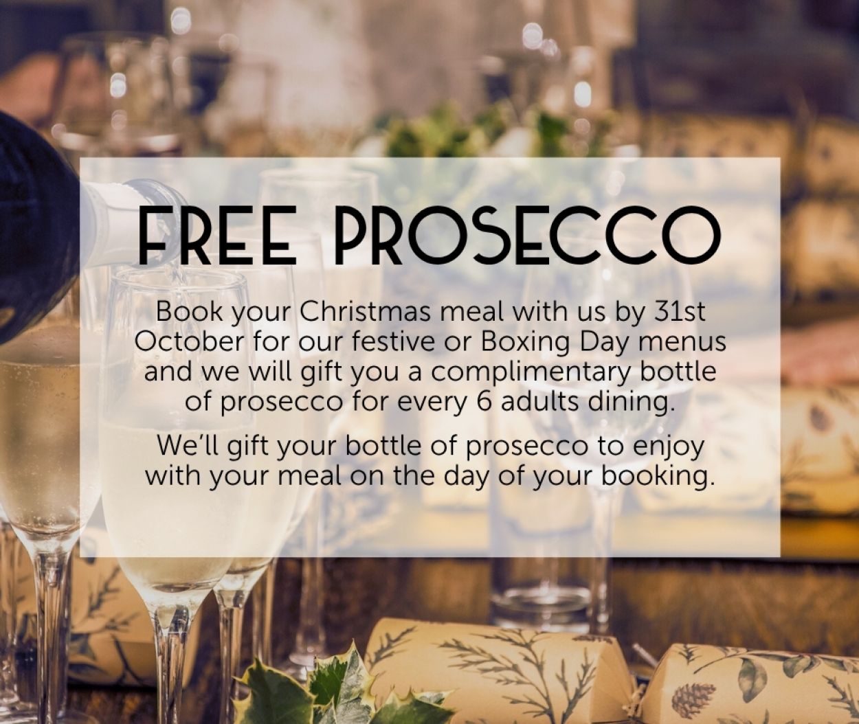 Book Early Free Prosecco